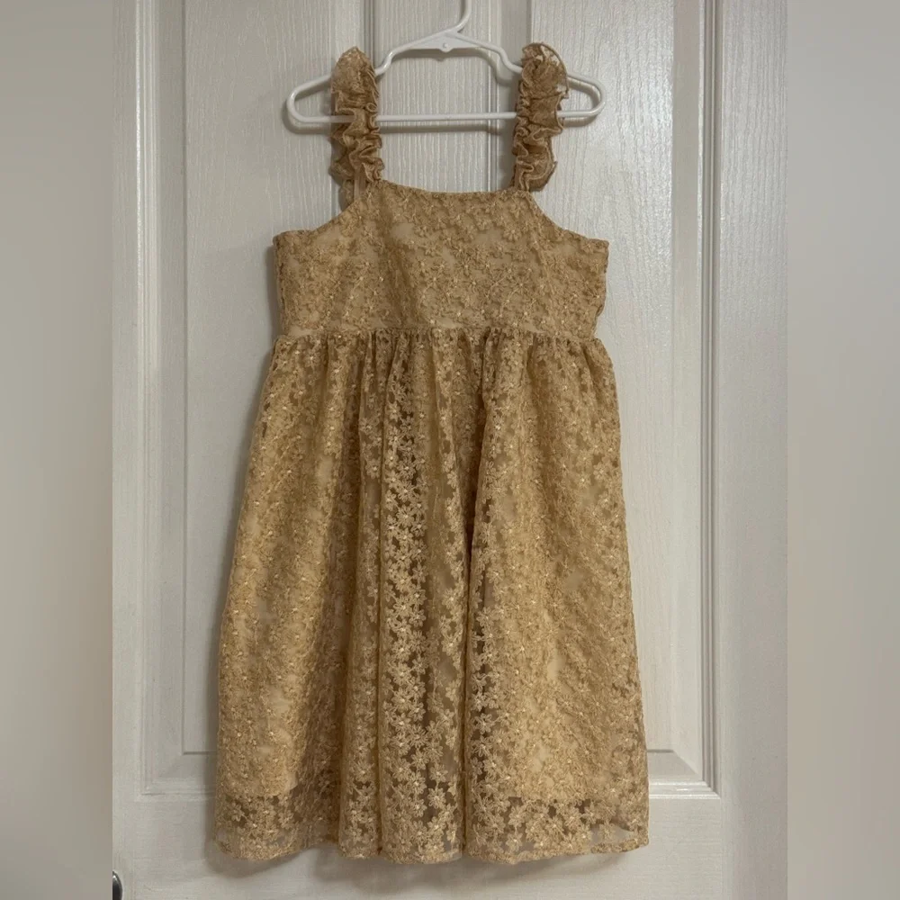 Noralee Mara Dress – Antique Daisy Champagne – Size 10 Girl
